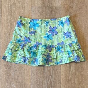 Lilly Pulitzer Vintage Early 2000’s Green and Blue Floral Mini Skirt